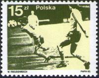 (1983-017) Марка Польша "Футбол"    Польские призеры Олимпийских игр 1980 в Москве и Чемпионата мира